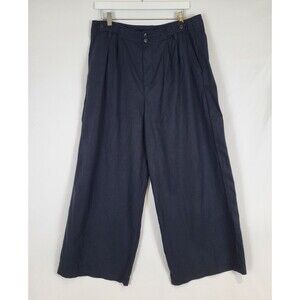 Madewell Harlow Wide Leg Pants Linen Blend Womens 14 Petite P14 Black